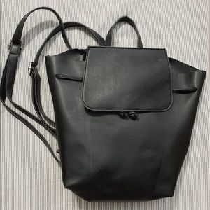 BLACK LEATHER FASHION BACKPACK